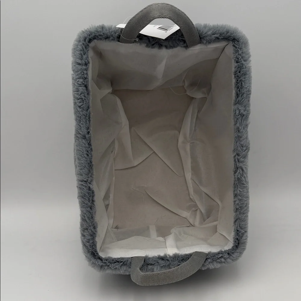 Gray Fuzzy Storage Basket